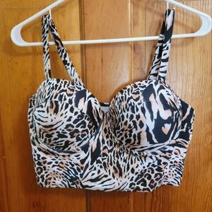SHEIN | Plus Size Swimsuit Push Up Top | Tiger/Leopard Print | 1XL